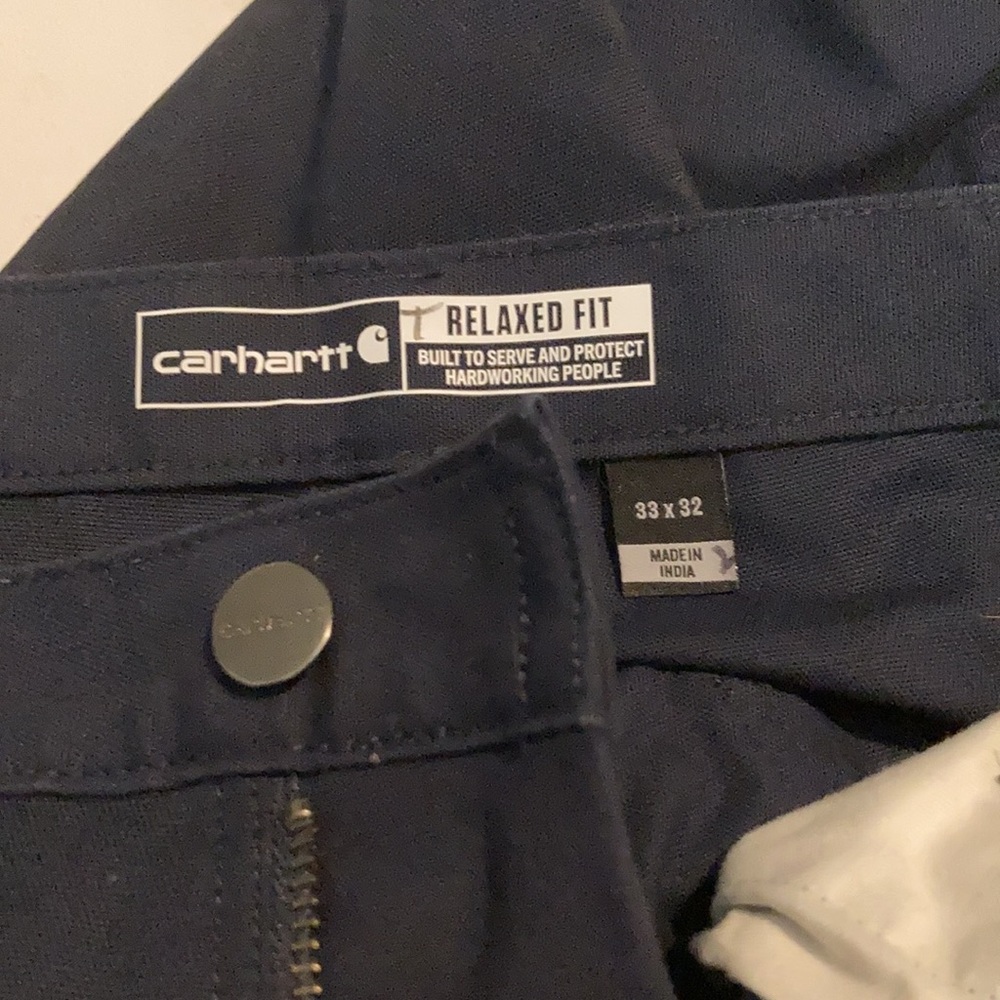 Navy Carhartt 33x32 5 Pocket Relaxed Fit Pants - Picture 3 of 8